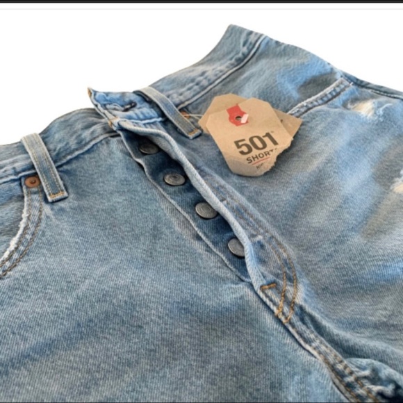 Levi’s 501 Distressed Cut Off High Rise Denim Short W25 NWT - Picture 6 of 9